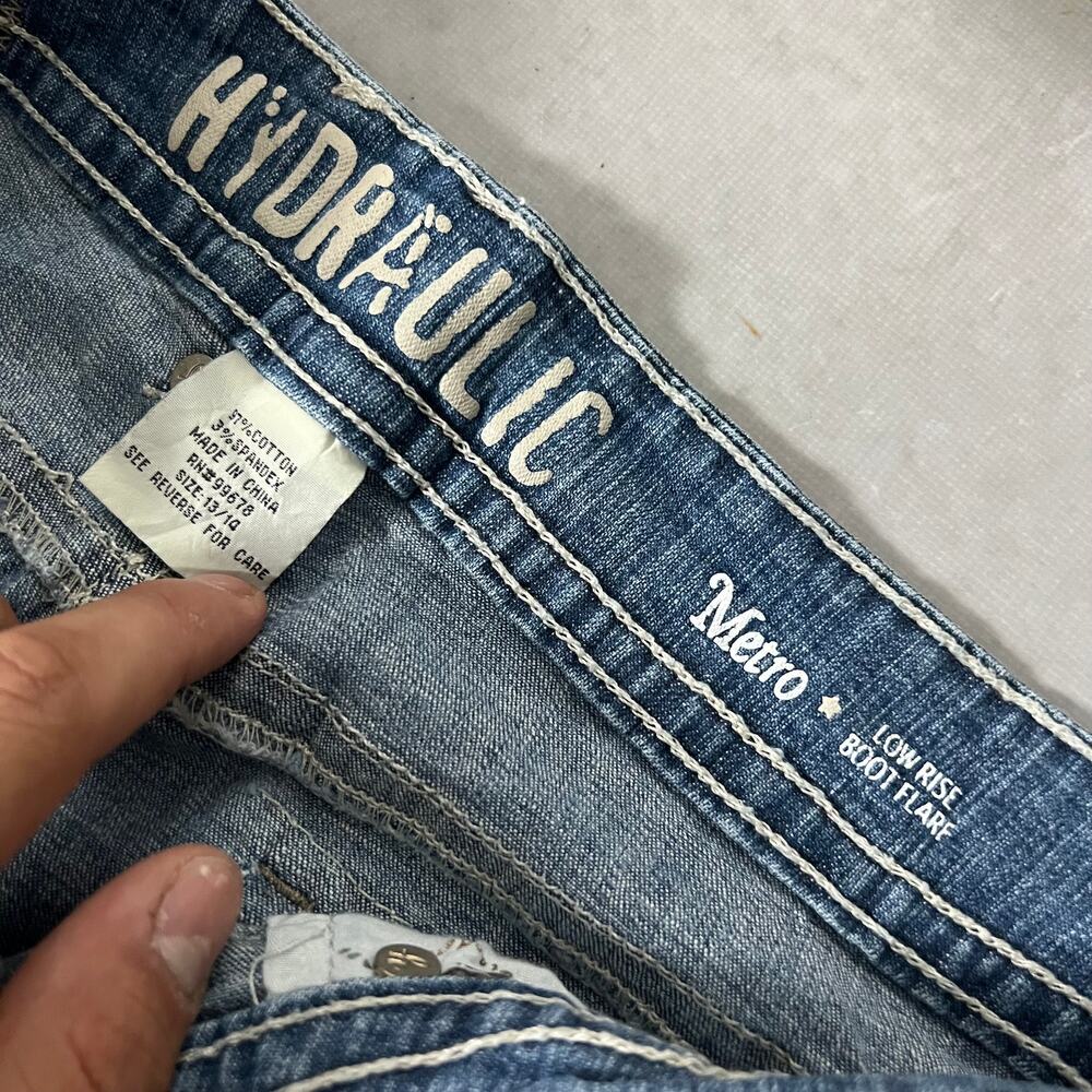 Bootcut Low Rise Hydraulic Women’s Stretch Western Flare Denim Jeans Size: 13/14 - Picture 6 of 11